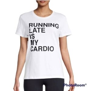 Prince Peter Sport White And Black Running Late Is My Cardio T-Shirt